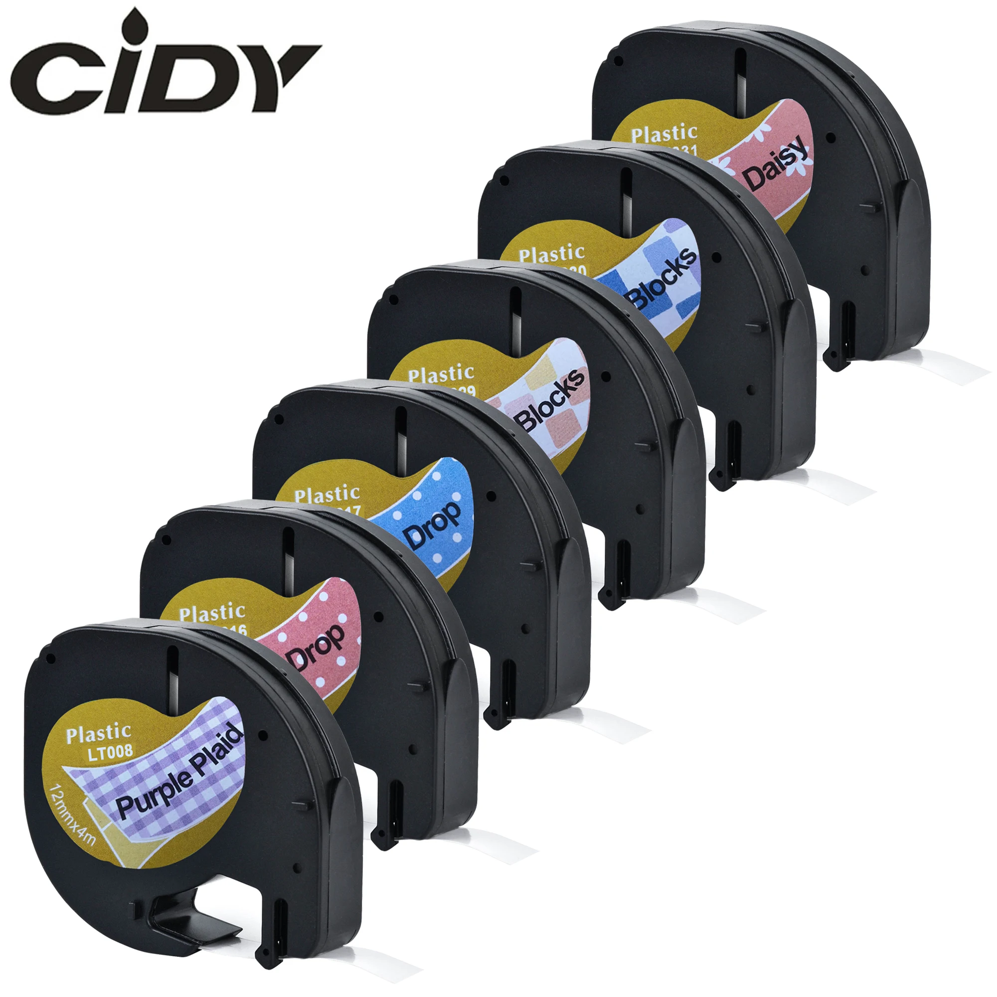 CIDY 10 цветов Совместимость с 91201 12 мм синяя/розовая фиолетовая клетчатая Dymo Letratag