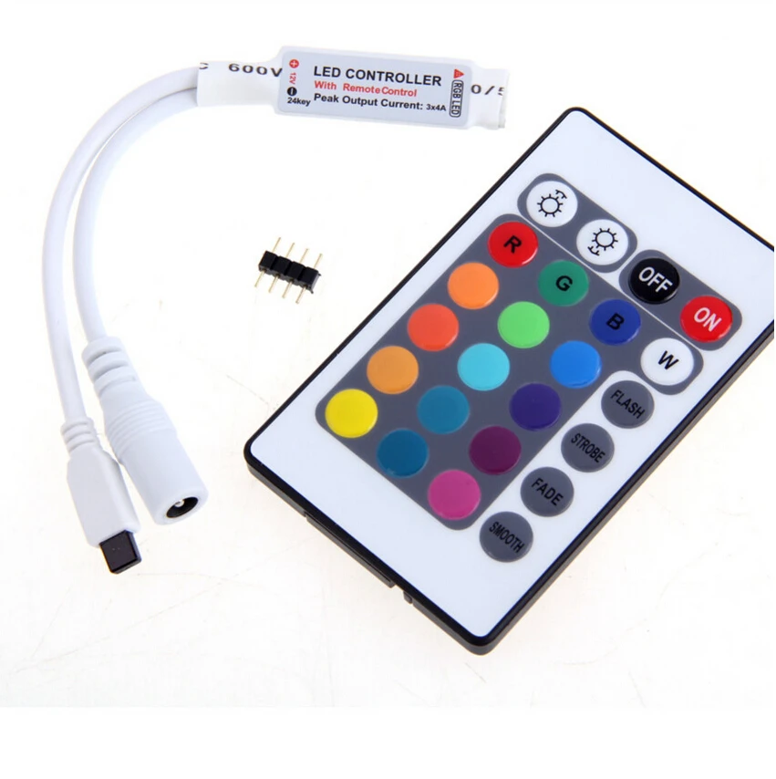 

Пульт дистанционного управления для светодиодной ленты SMD 5050/3528 RGB, 12 В, 24 клавиши