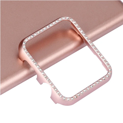 rose pink Алмазный чехол для Apple watch, чехол iWatch band 42 мм/38 мм, металлический защитный чехол для часов, бампер, Apple watch 3 2 1, аксессуары - Цвет: rose pink
