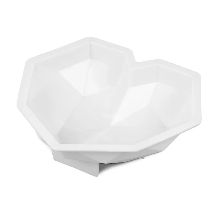 Белый 3D Алмазное сердце любовь десерт торт форма силиконовая для мороженого на палочке художественный шаблон 3D форма для муссовых тортов Кондитерские украшения - Цвет: Белый