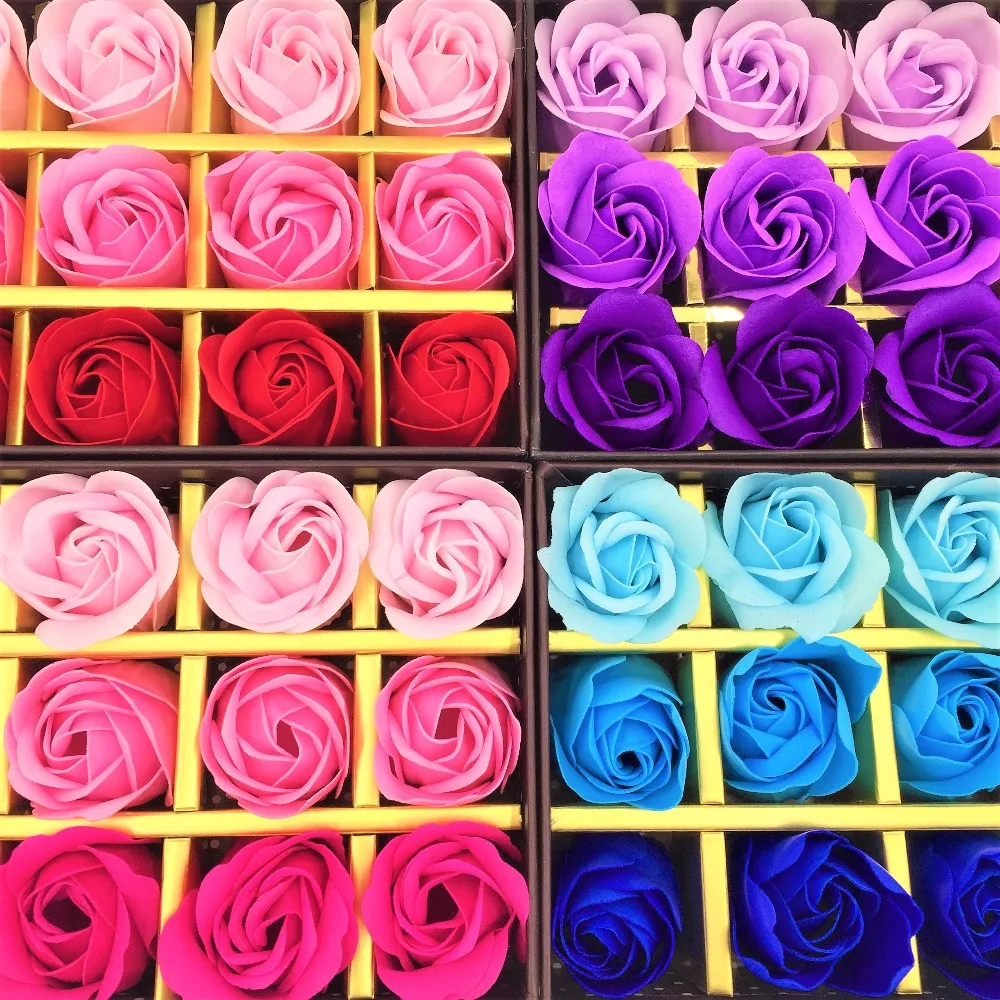 Роза Мыло цветок ароматические лепестки цветка 18 головок с коробкой для День