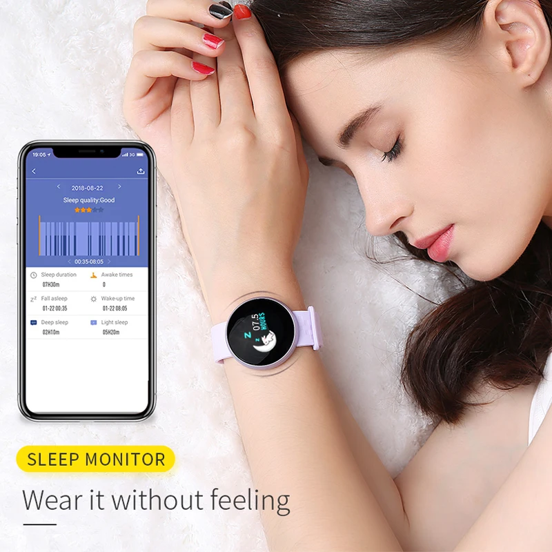 TWK розовые Смарт часы для женщин фитнес браслет кровяное давление Smartwatch iOS Android