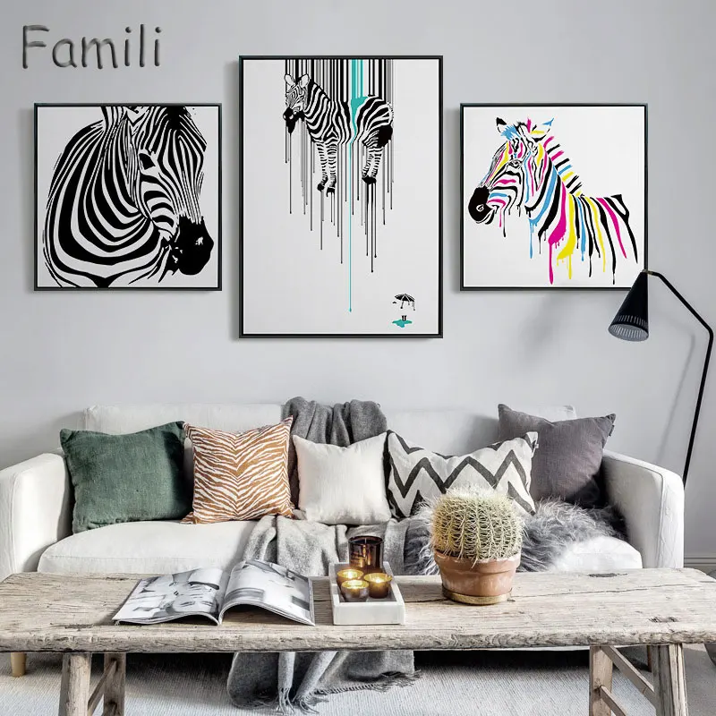 

Modern Zebra Canvas Painting Animals Posters Prints Nordic Decoration Wall Art Pictures Office Living Room Home Decor Unframed