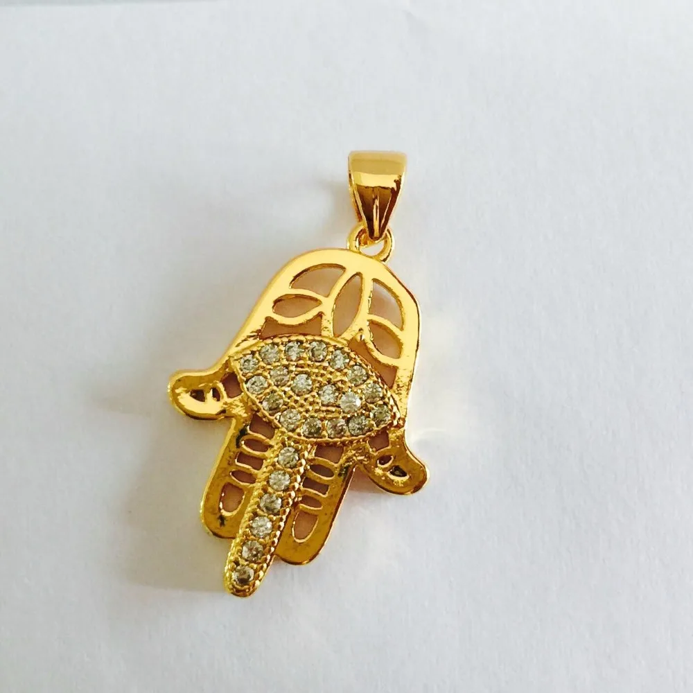 Длинные золотые ожерелья с кристаллами для женщин Fatima сглаза ручная подвеска