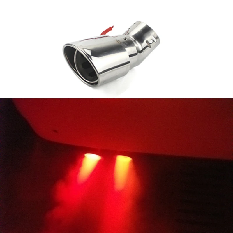 Red lights Catch Eyes изгиб вход для труб 70 мм спрей пожарные трубы глушитель со светом Универсальные выхлопные наконечники изогнутые плоские розетки 4 цвета - Цвет: Red lights
