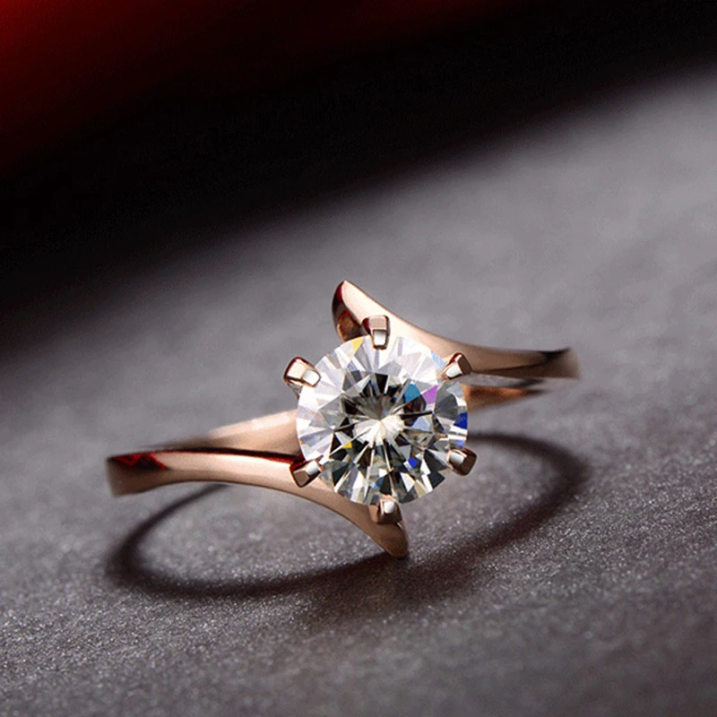 Женское Обручальное Кольцо Charles Colvard Moissanite 1 карат VVS D с цветным бриллиантом 18 K Au750