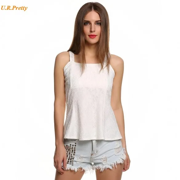 Мода 2017 г. Лето Кружево Безрукавки для женщин Повседневное без рукавов Большие