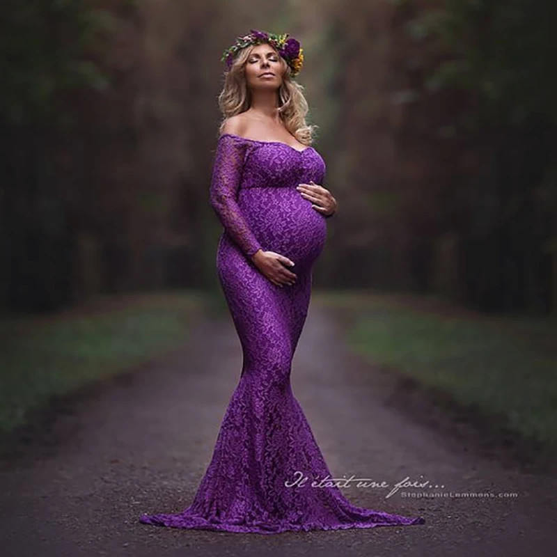 Брендовое женское платье для беременных Реквизит фотосессии Кружевная Одежда