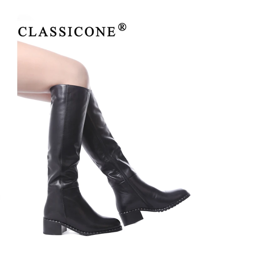 Классическая обувь женские зимние высокие сапоги женская из натуральной кожи на