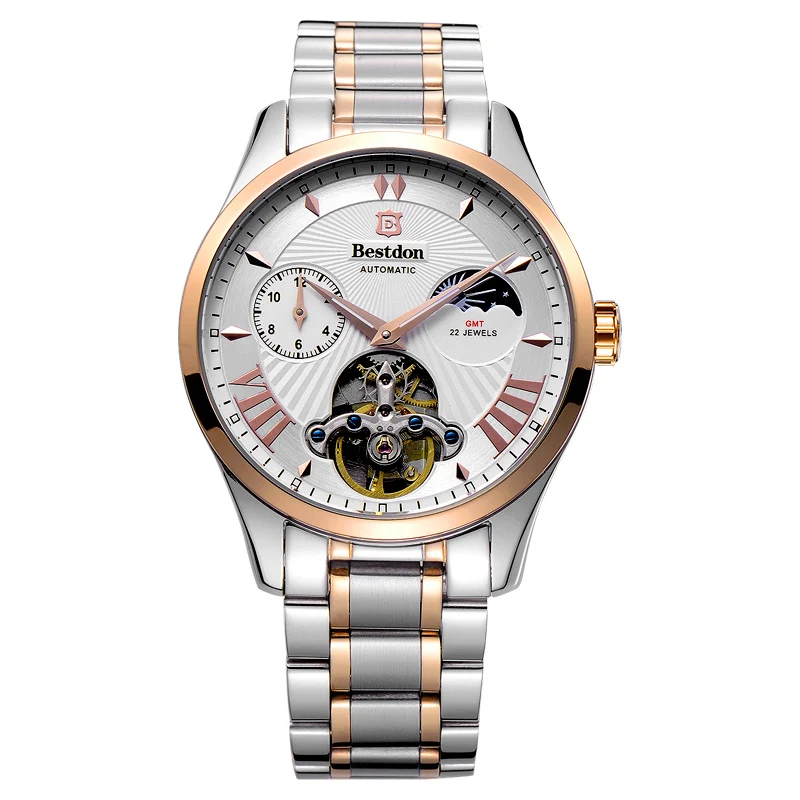 Бренд Bestdon Мужские часы автоматические механические турбийон полностью стальные