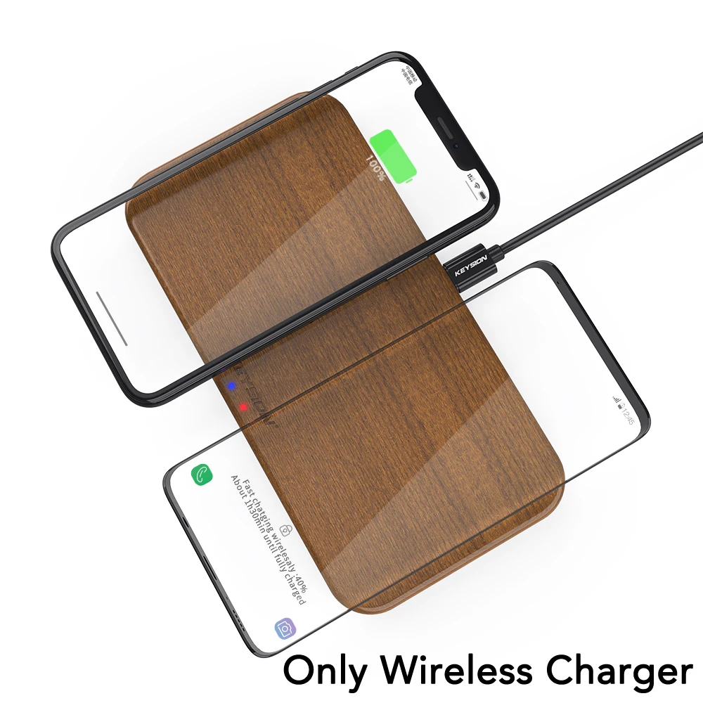 Only Wireless Charge KEYSION, двойное Беспроводное зарядное устройство, 5 катушек, Qi, быстрая зарядка, подходит для iPhone 11 Pro XS Max, samsung S10 S9 AirPods, Xiaomi Mi9 - Color: Only Wireless Charge