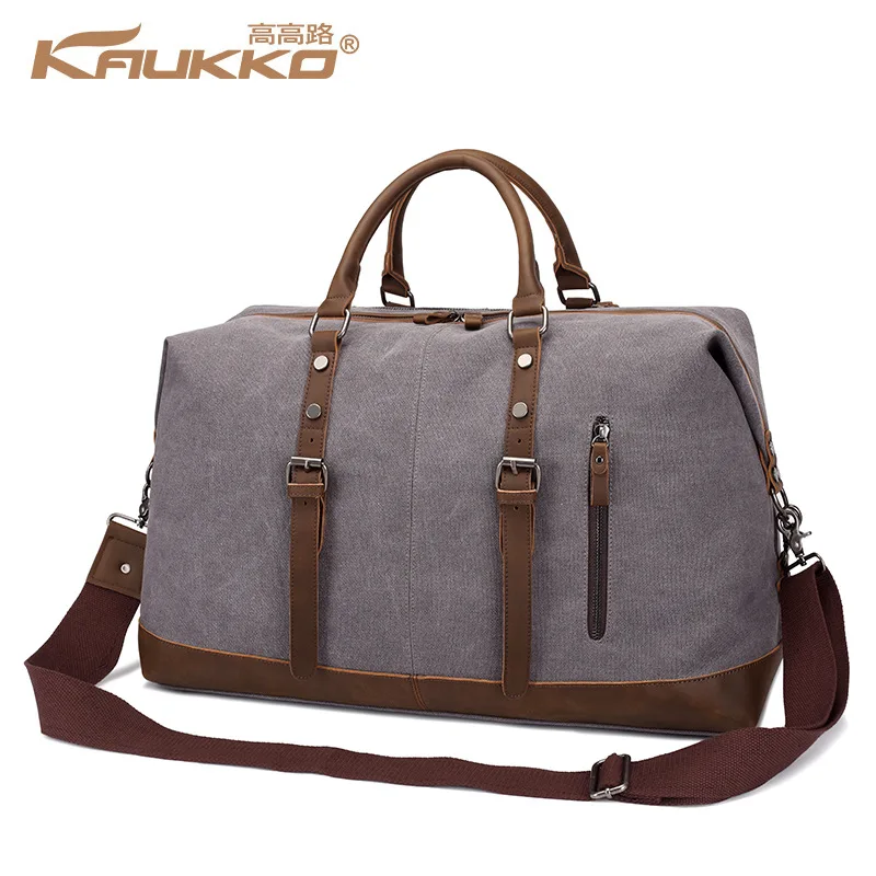 KAUKKO холщовые кожаные мужские дорожные сумки для переноски багажа спортивные