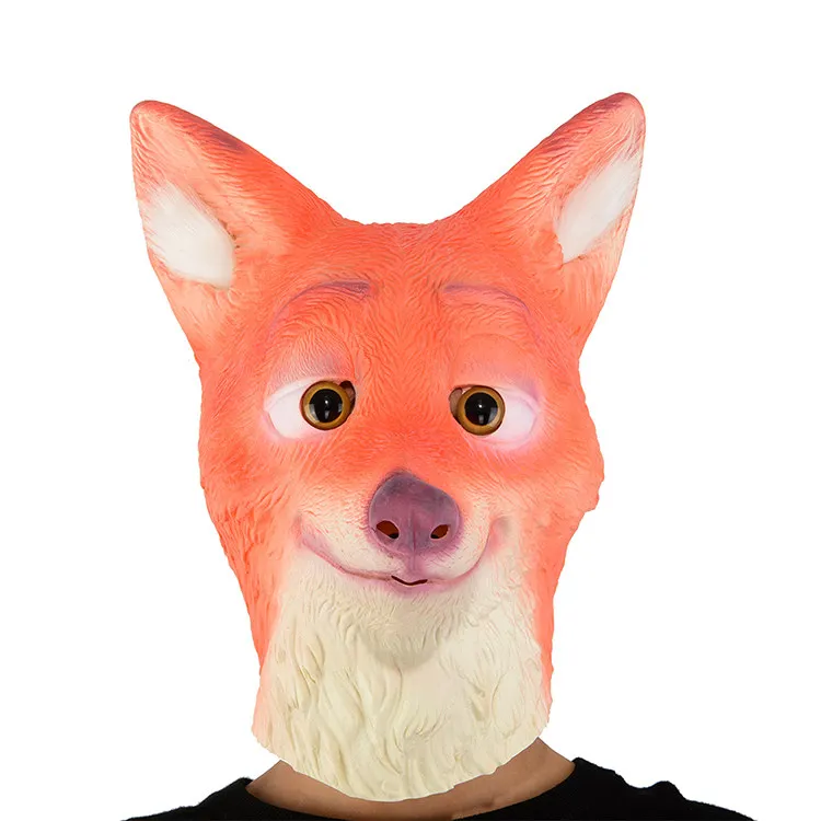 Nick Fox Милый мультфильм животное Ленивец Глава латекс маска полный уход за кожей лица Хэллоуин маскарад партии нарядное платье маскарадный костюм - Цвет: Nick Fox