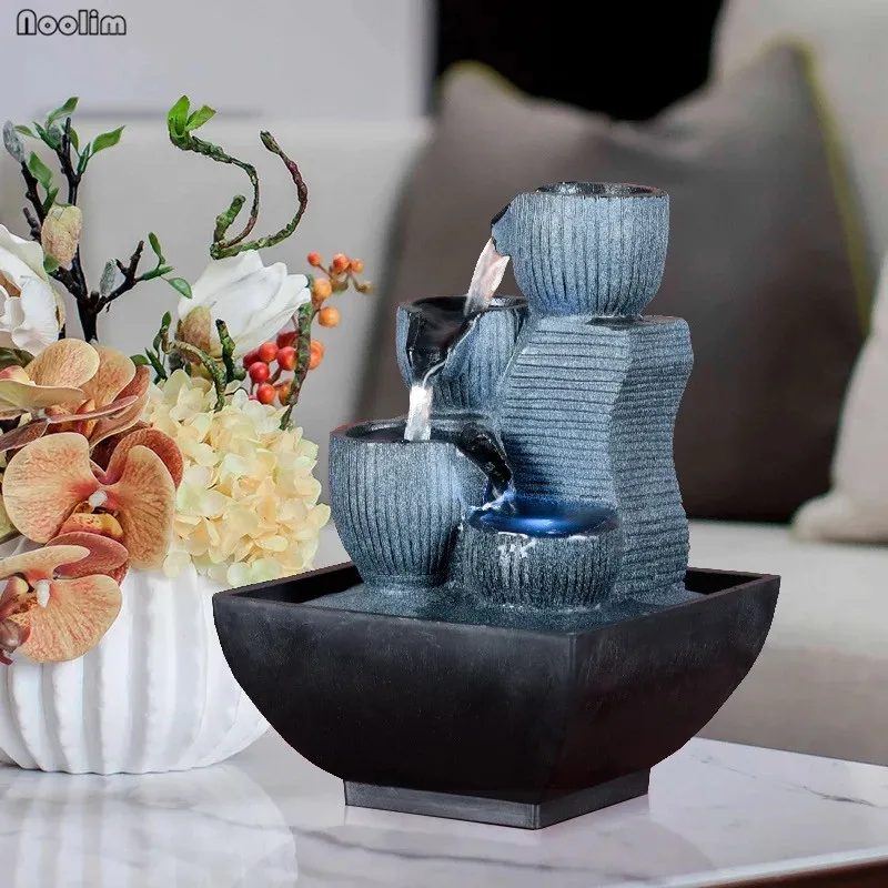 Настольный фонтан фэн шуй из смолы Рокери домашний водопад водный пейзаж офисный