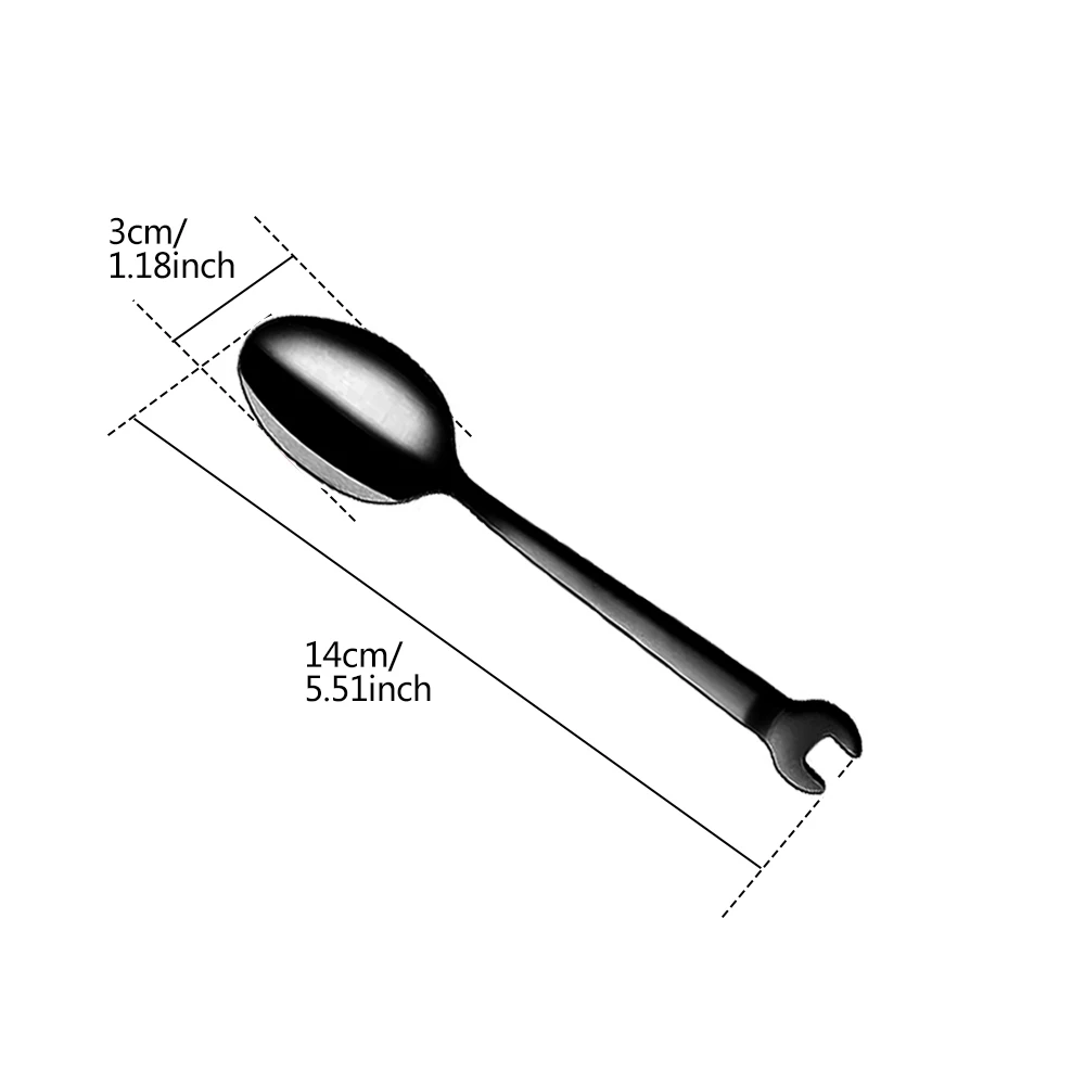High-end luxury Plating Stainless Steel Tableware Steak Knife Dinner Fruit Dessert Long Fork Tea Spoon Creative Wrench shape - Цвет: S