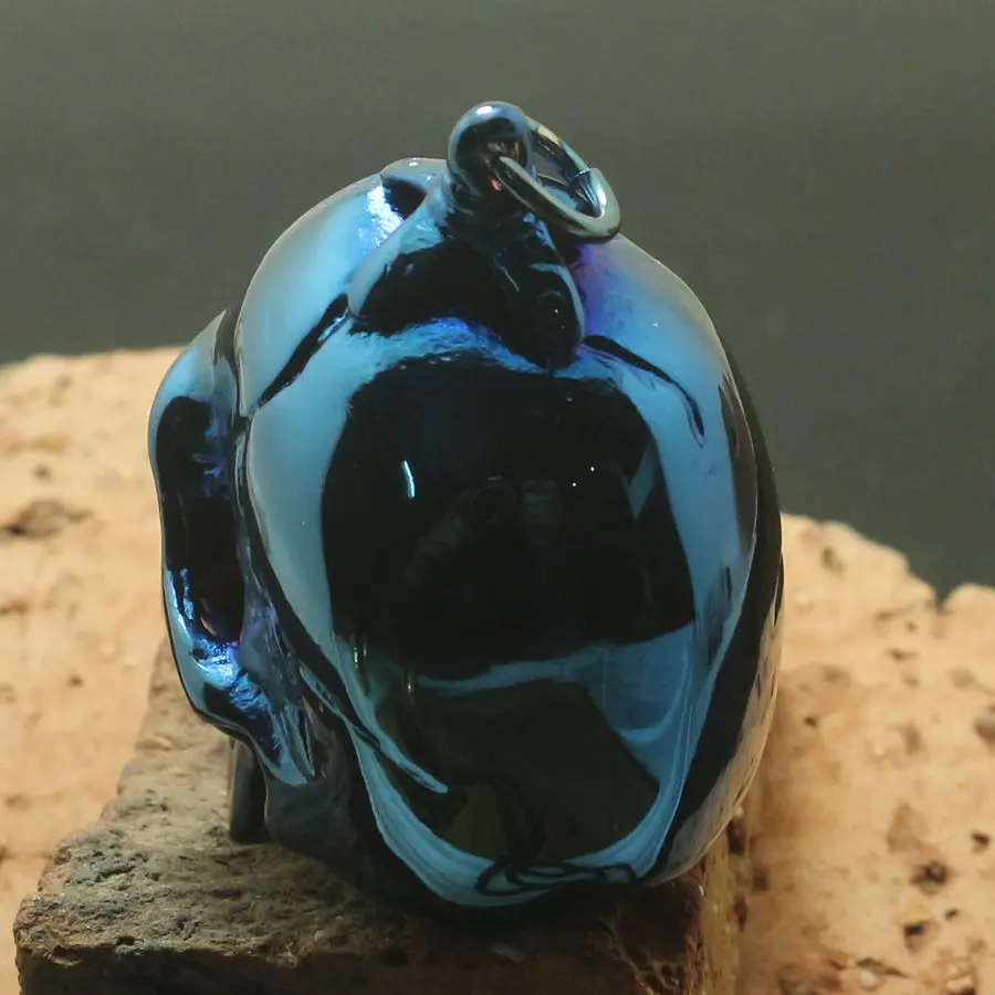 

Huge Men 316L Stainless Steel Cool Polishing Big Blue Rider Hot Classic Skull Pendant