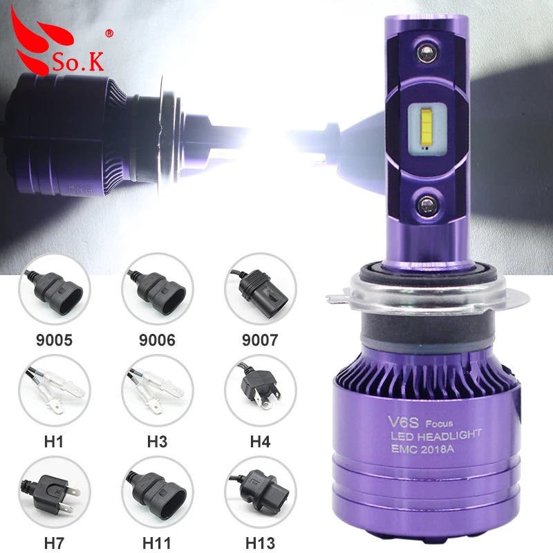 Автомобильные светодиодные фары H7 лампы H1 H11 9005 9006 LED H4 H13 9007 Hi Lo луч 55 Вт 8000LM для