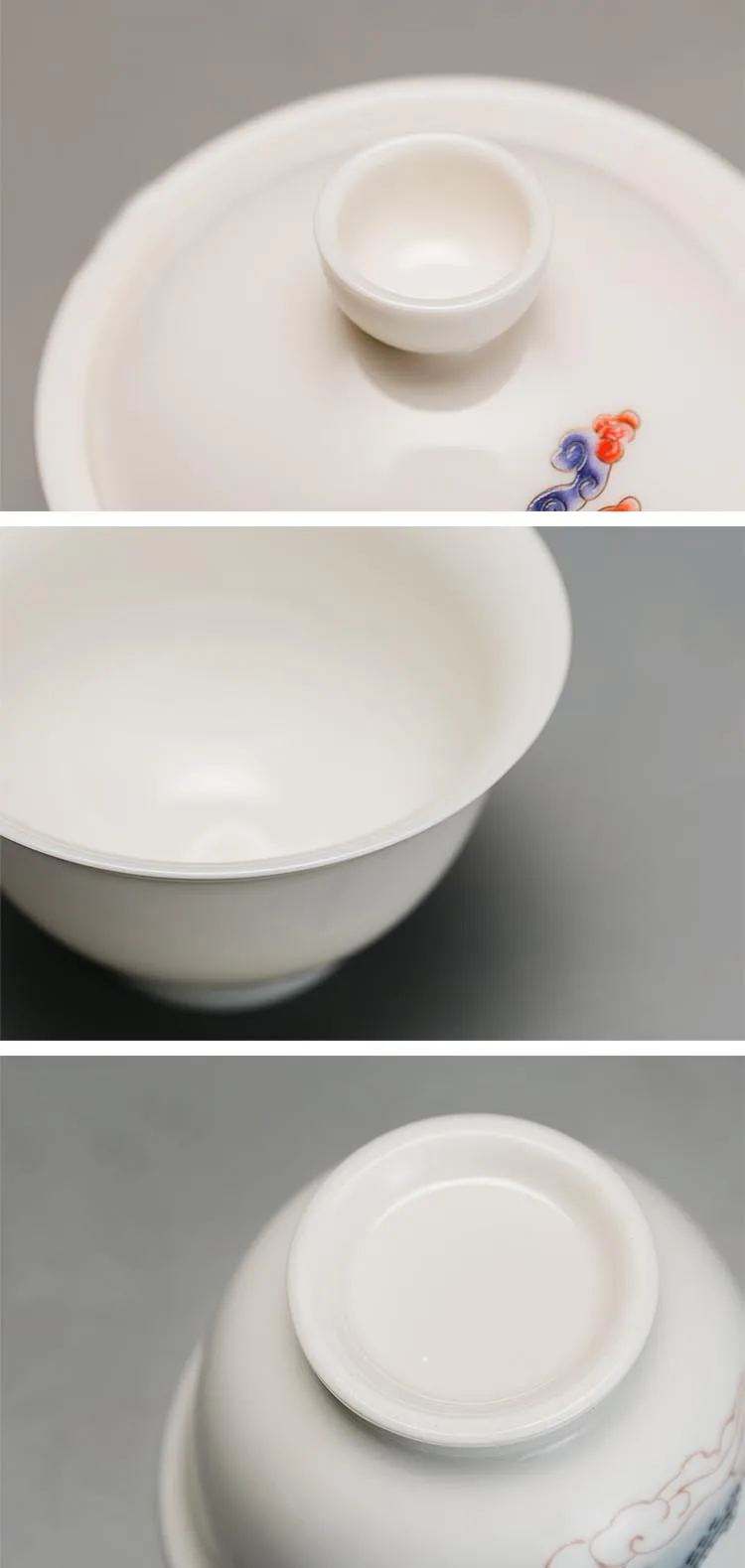 100 мл белая фарфоровая красочная чайная чаша Gaiwan с крышкой и блюдцем, набор чайных церемоний, посуда для напитков, чайная посуда, чайник, Декор, ремесла