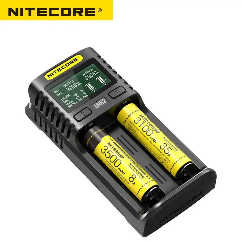 Интеллектуальное зарядное устройство NITECORE UMS2 с 2 слотами и функцией быстрой