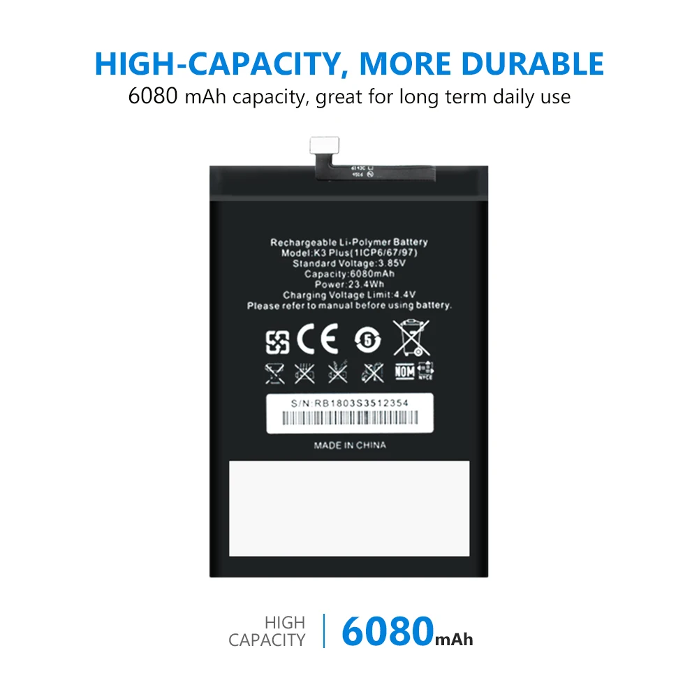 Новинка 6080 мАч батарея большой емкости запасная батарея для OUKITEL K3 Plus K3Plus батарея для смартфона литий-полимерная батарея