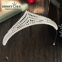 himstory retro luxury palace full cubic zircon hair crown wedding banquet party birthday dressing hair jewelry hair accessories