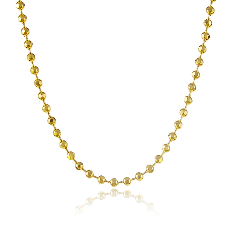 Ожерелье цепочка золотистого цвета с шариками длиной 2 мм для женщин 45 см модное