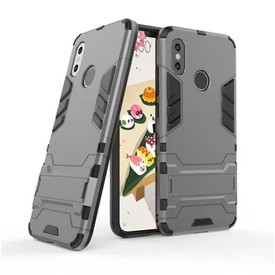 Серый Анти-стук чехол Xiaomi Mi 8 мягкий резиновый чехол+ легкий пластиковый держатель телефона Стенд чехол на Xiaomi Mi 8 Mi 8 чехол для Xiaomi Mi 8 - Цвет: Серый