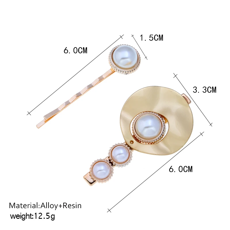 Модная заколка для волос ADOLPH с имитацией жемчуга в виде Круга 2 шт./компл.