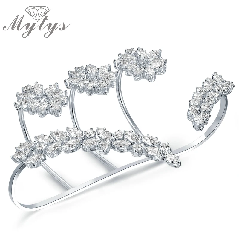 Mytys растительный Дизайн Хрустальный цветок лист Пальма браслет серебряный цвет