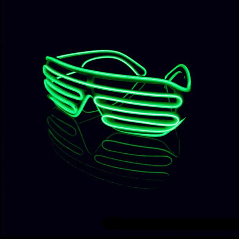 Green Светодиодный светящийся затвор, стекло es EL wire, новинка, мигающее стекло, вечерние, декоративное, солнцезащитное стекло es Club Lighting, косплей, подарок - Цвет: Green