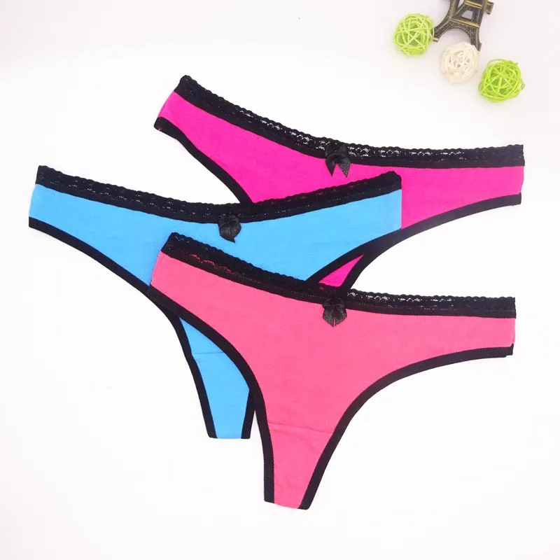 watermelon.blue.red Moonflme 3 шт./лот женские стринги сексуальные хлопковые стринги женские трусы бикини нижнее белье 87277 - Цвет: watermelon.blue.red