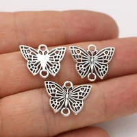 jakongo antique silver plated butterfly charm connectors for making bracelet handmade diy jewelry accessories 16x20mm 10pcs