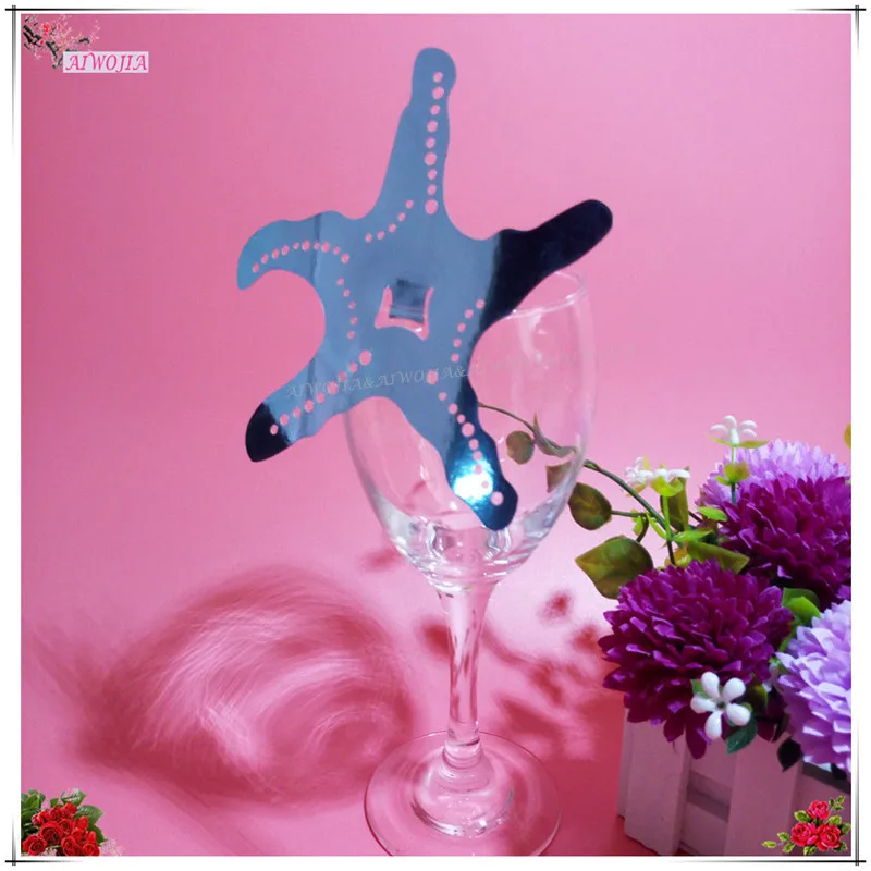 50 шт. Морская звезда Форма лазерная резка Вино Кубок Стекло карточка с именем и