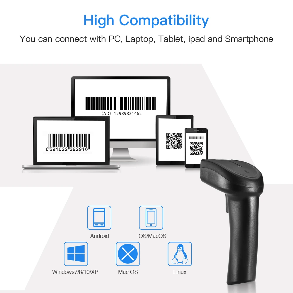 Eyoyo 2D сканер штрих кода с 3 в 1 Bluetooth & 2 4G ключ Беспроводной проводное соединение