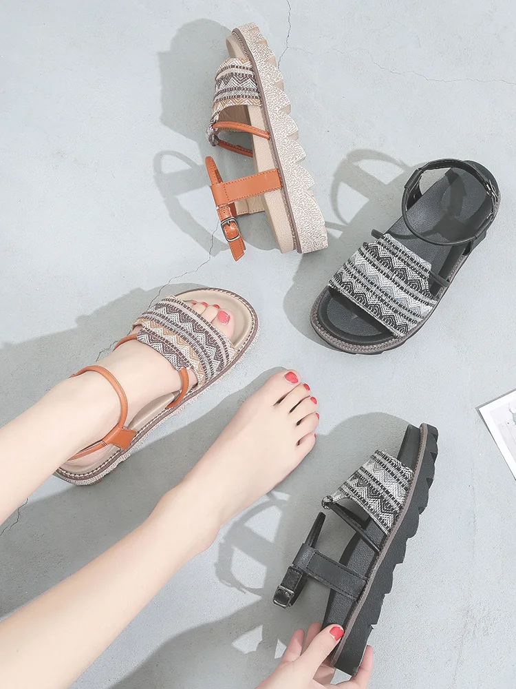 2019 летние женские пеньковые сандалии модная женская пляжная обувь на плоской