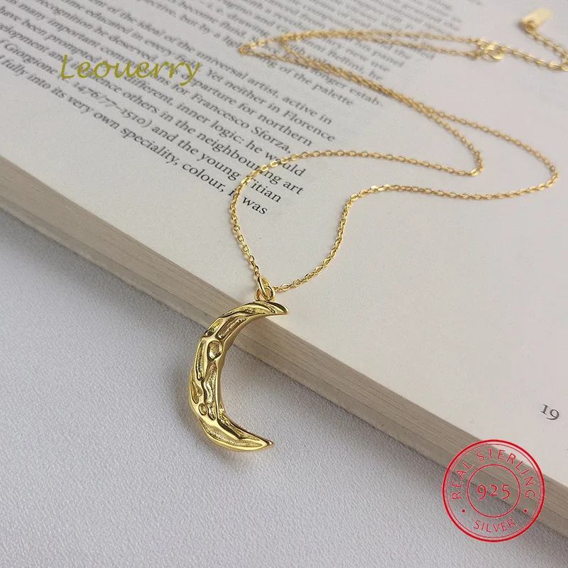 

Ожерелье Leouerry, 925 пробы, с кулоном в виде рябящей Луны, позолоченное, складное, чокер в форме полумесяца, ожерелье, Женские Ювелирные изделия, ...