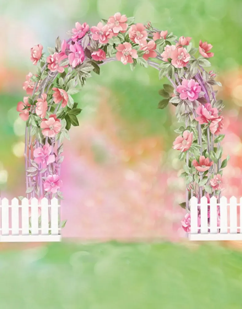 

5x7ft Pink Flowers Lawn Photography Backdrops Photo Props Studio Background