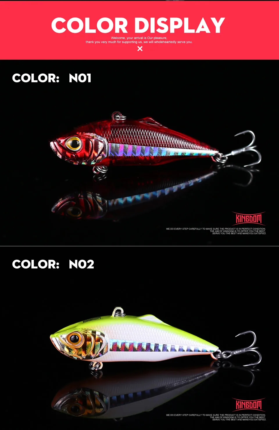 Kingdom Fishing Тонущая приманка VIB 75 мм 21,5 г/27,2 г 60 мм 10,9 г/14,3 г твердая приманка рыболовные снасти 6 штук в партии модель 5504
