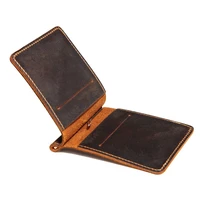 retro genuine leather men money clips wallet slim multifunctional money holder wallet designer new mens purses money clip