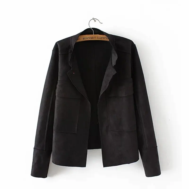 Женское замшевое пальто с карманами большие размеры|new spring autumn|coat for womenautumn women coat |