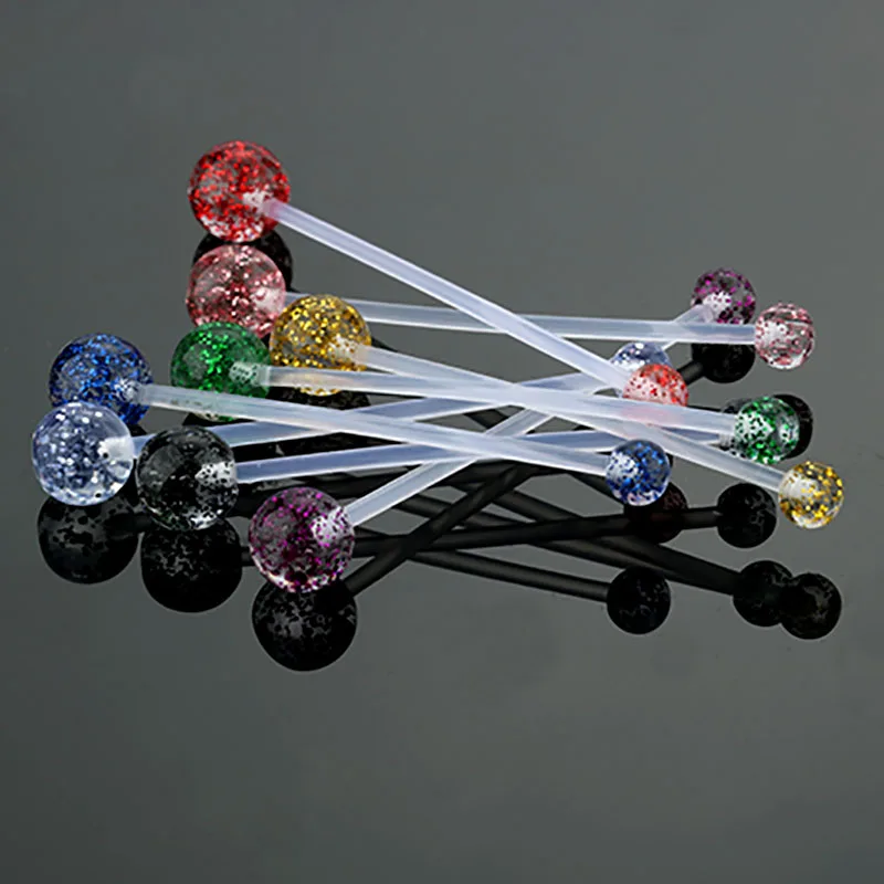 8 шт. блестящие кольца на пупок для пирсинга пупка био пластик длинные мягкие