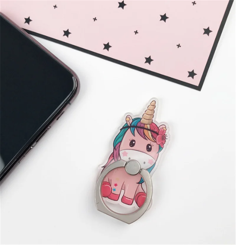 New Arrival Mobile Phone Holder Metal Finger Ring Holder Rainbow Unicorn Phone Ring Holder Cartoon Phone Stand Support