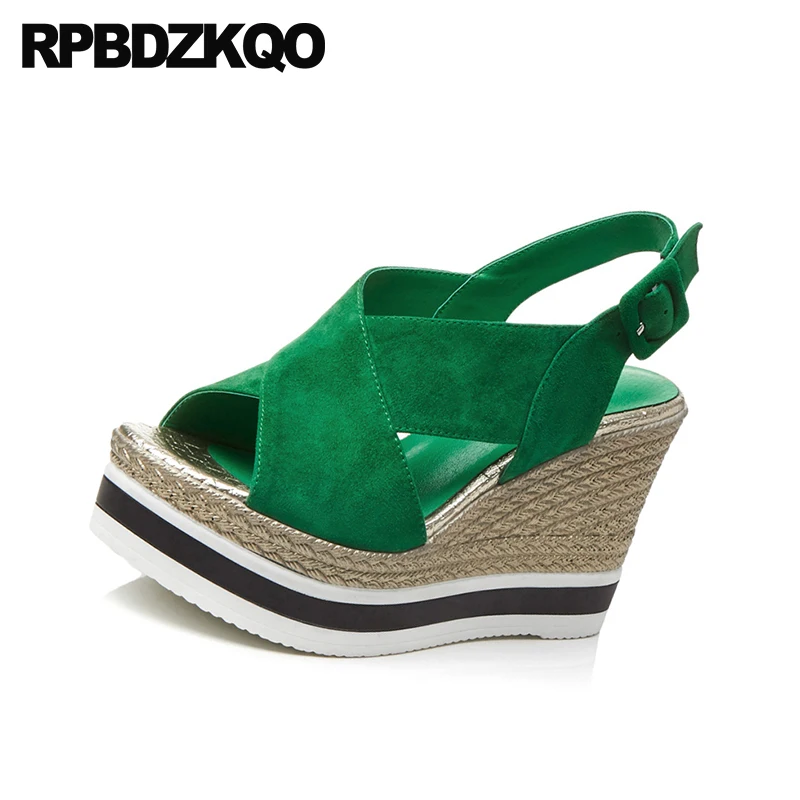 женщины веревка обувь 2018 роскошь Slingback зеленый насосы дизайнер ремень Настоящая