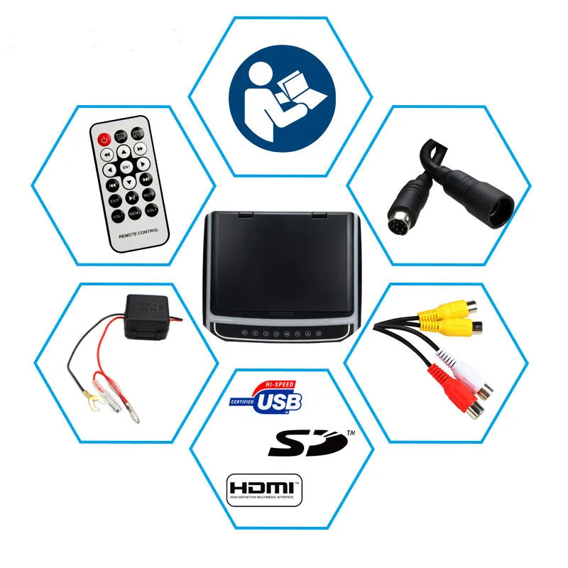 Caroad 15 6 дюймов автомобиля монитор с креплением на крышу флип вниз тонкопленочный