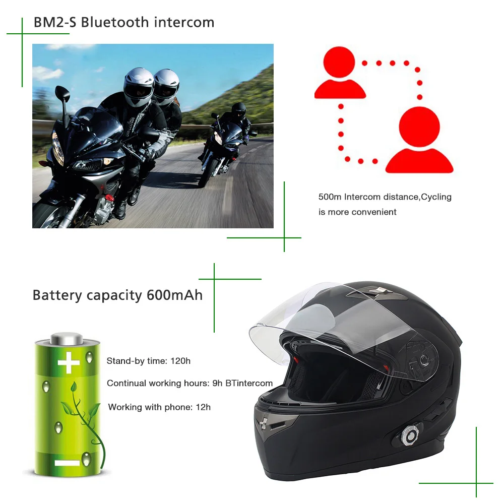 FreedConn Смарт Bluetooth мотоциклетный шлем встроенный переговорное устройство Поддержка 2 гонщиков говорить 500 м и FM точка стандарт