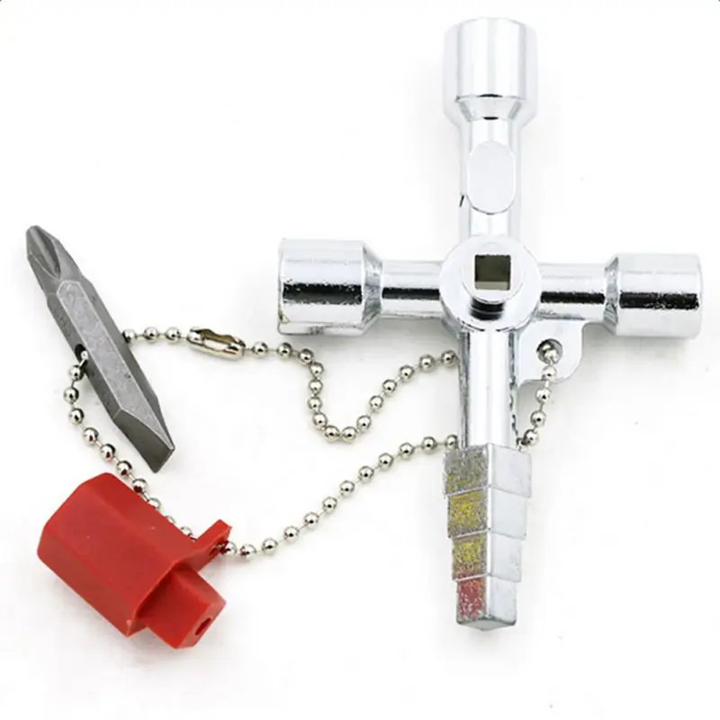 New 5 In 1 Multi-function wrench Universal Cross Square Triangle Train Electrical Cabinet Elevator Key Practical | Инструменты