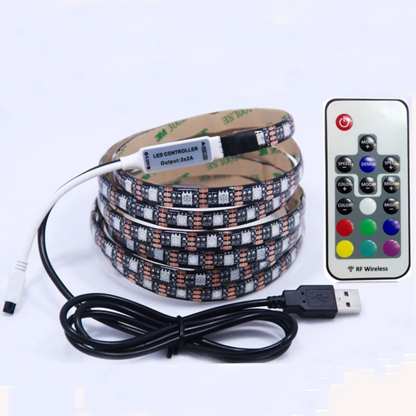 5050 RGB USB Светодиодная лента для телевизора набор освещения с 17Key RF контроллером 1