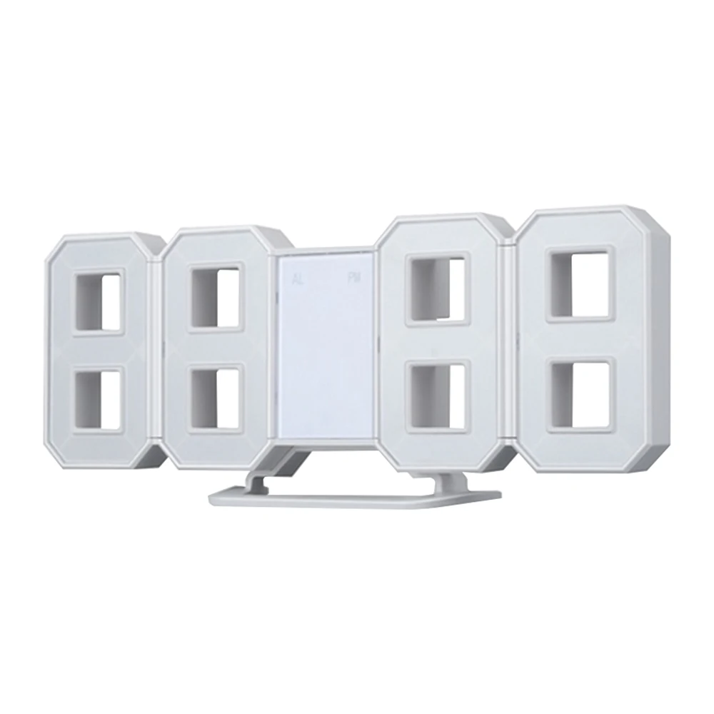 Цифровой большой 3D Будильник Белый светодиодный дисплей цифровые цифры