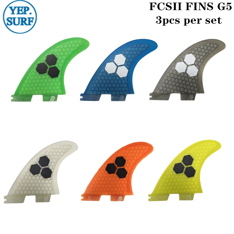 Доска для серфинга FCS2 G5 плавники желтые/синие/серые/белые/оранжевые/зеленые 6
