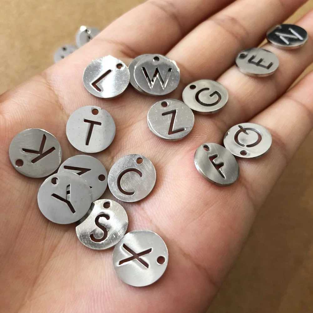 Fnixtar ювелирные изделия из нержавеющей стали подвески с искусственным алфавитом